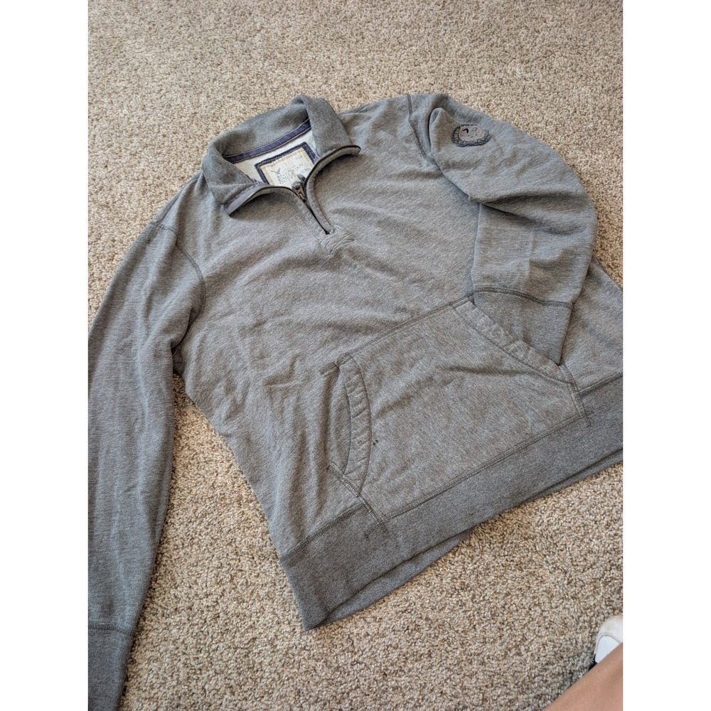 American Eagle Outfitters Mens XXL Grey Quarter Zip Pullover Sweatshirt Y2K 2009